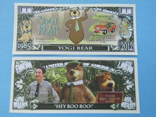 YOGI BEAR NOVELTY MILLION DOLLAR BILL