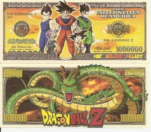DRAGONBALL Z NOVELTY MILLION DOLLAR BILL