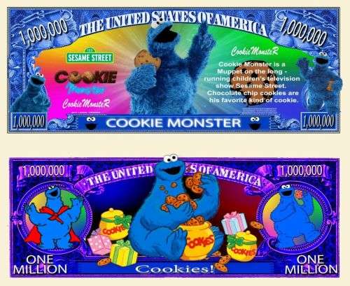 COOKIE MONSTER NOVELTY MILLION DOLLAR BILL