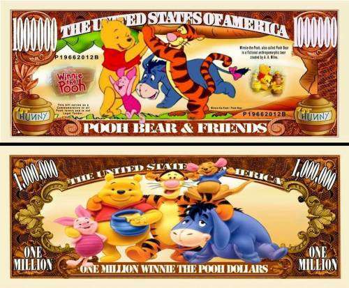 POOH BEAR and FRIENDS  NOVELTY MILLION DOLLAR BILL