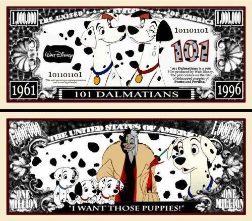 101 DALMATIONS NOVELTY MILLION DOLLAR BILL