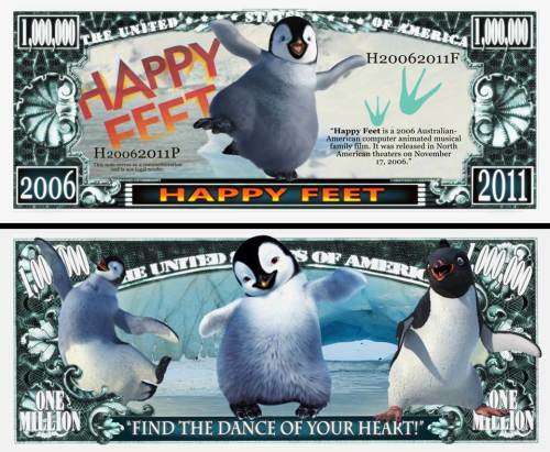 HAPPY FEET NOVELTY MILLION DOLLAR BILL