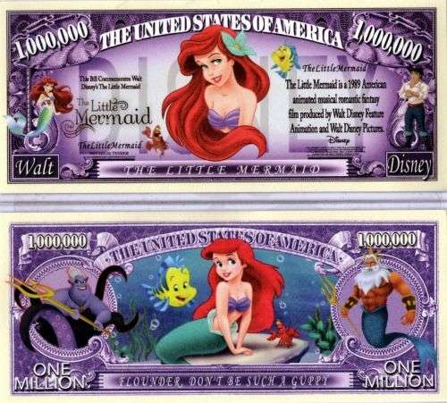 THE LITTLE MERMAID NOVELTY MILLION DOLLAR BILL