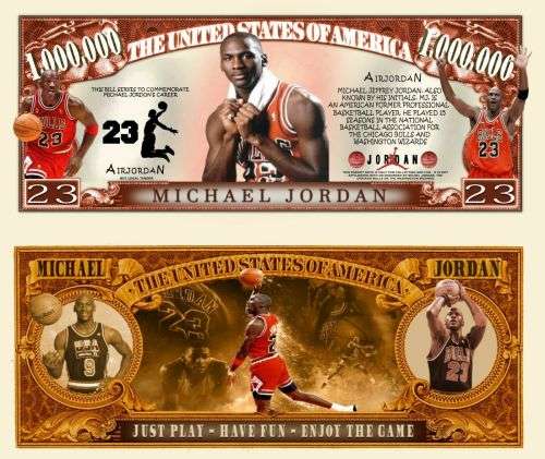 MICHAEL JORDAN NOVELTY MILLION DOLLAR BILL