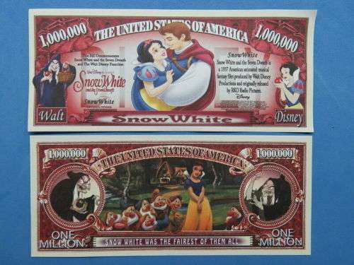 SNOW WHITE NOVELTY MILLION DOLLAR BILL