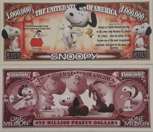 SNOOPY NOVELTY MILLION DOLLAR BILL