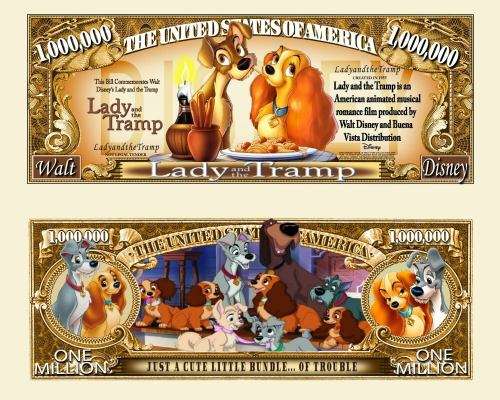 LADY AND THE TRAMP NOVELTY MILLION DOLLAR BILL