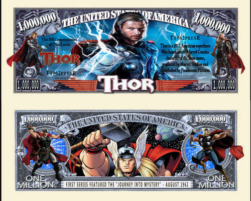THOR AVENGERS NOVELTY MILLION DOLLAR BILL