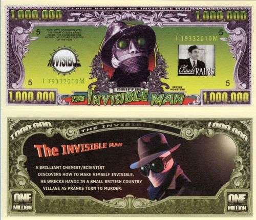 INVISIBLE MAN NOVELTY MILLION DOLLAR BILL
