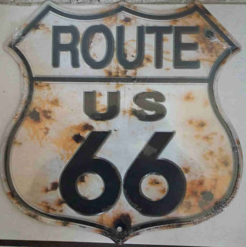 Route 66. Embossed distressed metal sign                      mt25