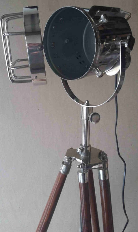 Rosewood and aluminium tripod lamp stand and feature lamp fitting