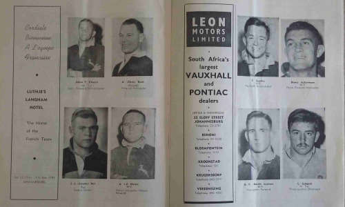 Springbok Rugby 1958 program. SA vs France. Afrikaans