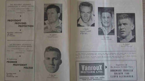 Springbok Rugby 1958 program. SA vs France. Afrikaans