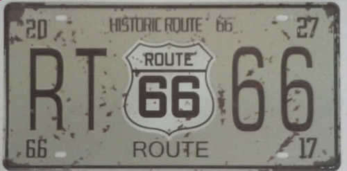 Route 66 embossed metal license plate              mt19