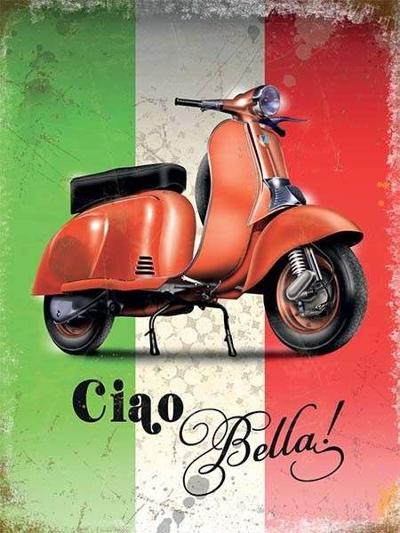 Vespa motor cycle heavy metal sign                                                       mt25