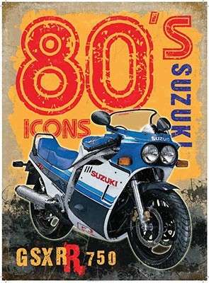 Suzuki GSXR 750 80's heavy distressed metal sign                           mt25
