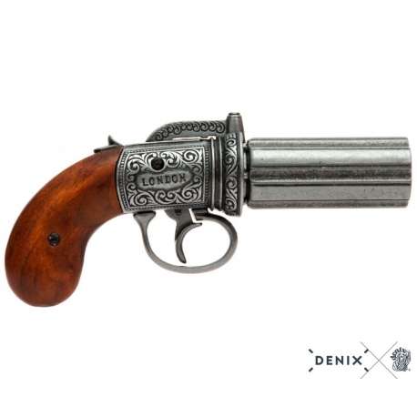 6 cannons Pepper-box revolver, England 1840. Non functional replica