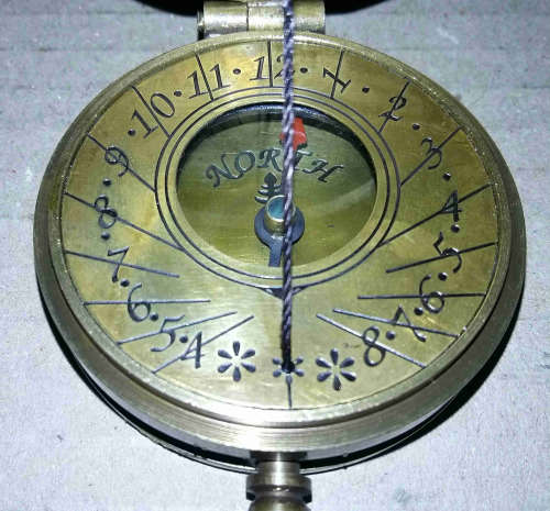 Pocket Sundial Compass Brass Antique Finsh