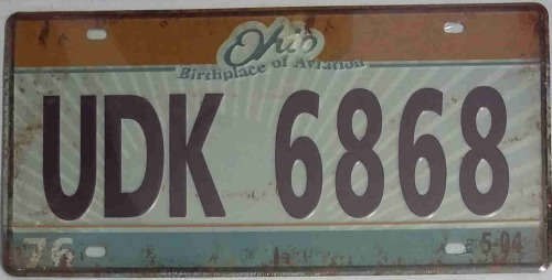 Ohio embossed metal license plate              mt19