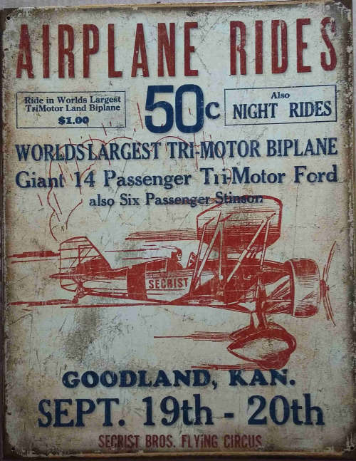 Airplane rides distressed vintage style flight metal sign