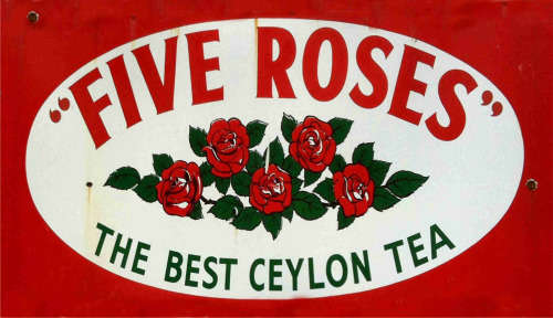 Five Roses Tea BIG. Distressed  metal sign. 73 x 42cm               mt36