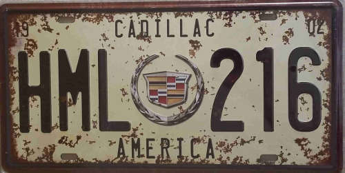 Cadillac metal license plate              mt19