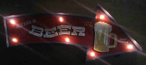 Beer, metal light sign.