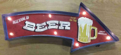 Beer, metal light sign.