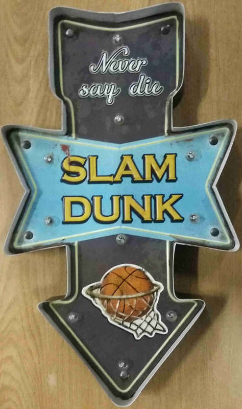 Slam dunk , metal light sign.