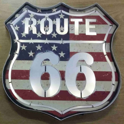 USA Route 66, metal light sign.
