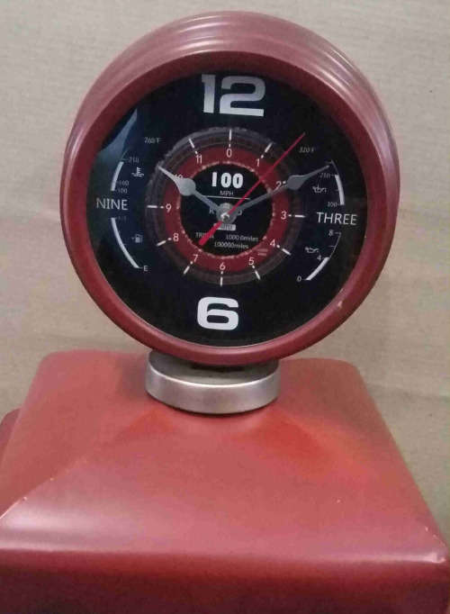 Super Gasoline model tin petrol pump cupboard & clock.