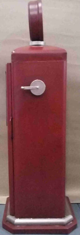 Super Gasoline model tin petrol pump cupboard & clock.