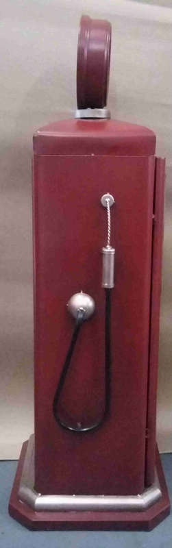 Super Gasoline model tin petrol pump cupboard & clock.