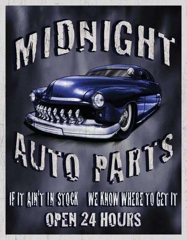 Legends -midnight auto parts metal sign