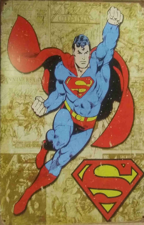 Superman, Super-man vintage/ retro Marvel comics distressed metal sign