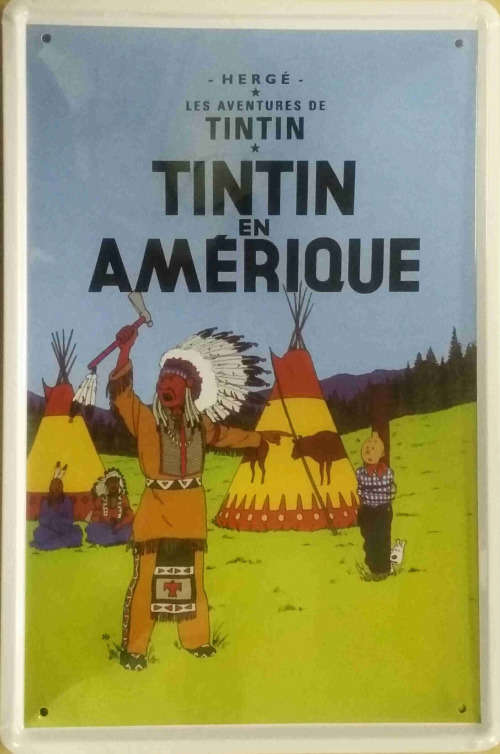 Tintin, Tintin En Amerique vintage/ retro Marvel comics metal sign
