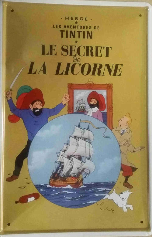 Tintin, Tintin Le Secret & La Licorne vintage/ retro Marvel comics metal sign