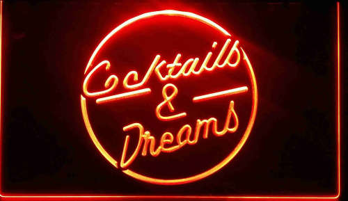 Cocktails and Dreams bar neon sign