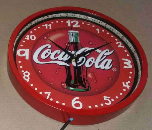 Coca-cola illuminated clock. 30cm Diameter