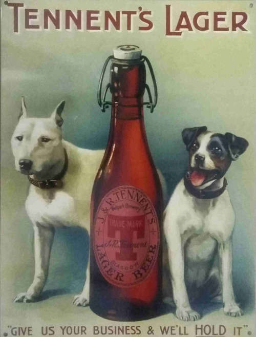 Tennents Larger Beer metal sign