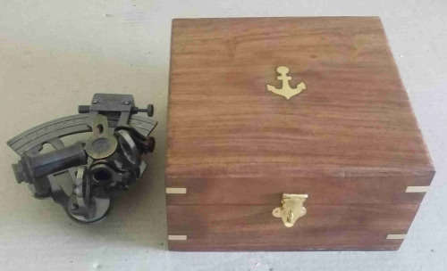 Sextant solid brass in Rosewood case.