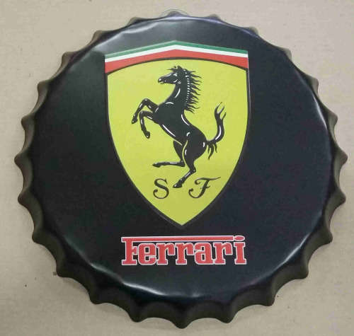 Ferrari bottle cap metal sign.