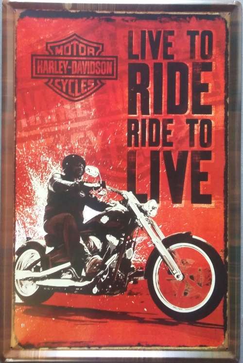 Harley Davidson live to Ride Big distressed metal sign.