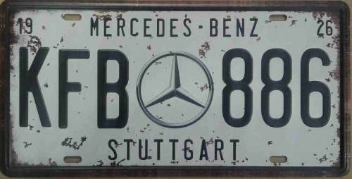 Mercedes Benz Stuttgart metal license plate