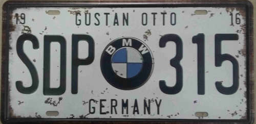 BMW Gustan Otto metal license plate
