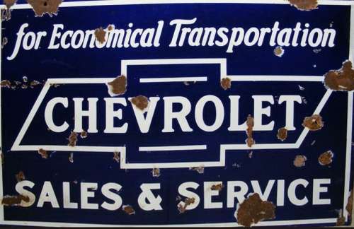 Chevrolet Sales and service Big metal sign. 68 x 43 cm