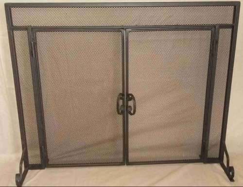 Free Standing Fire Screen With Double Opening Doors 80cm