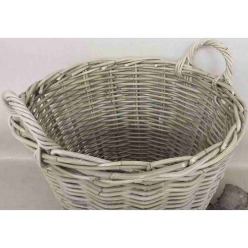 Fireplace. Log basket. Woven cane