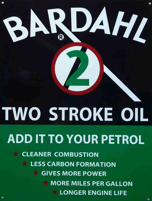 Bardahl Two Stroke Oil Aluminium sign From UK.