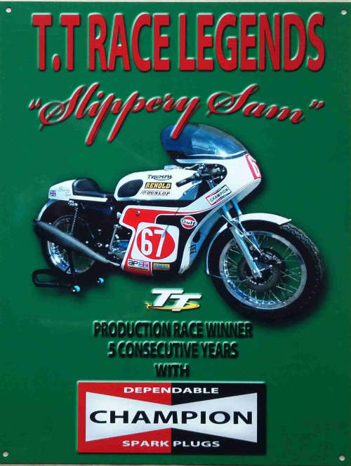 T.T Race Legends Champion spark Plugs Aluminium sign From UK.